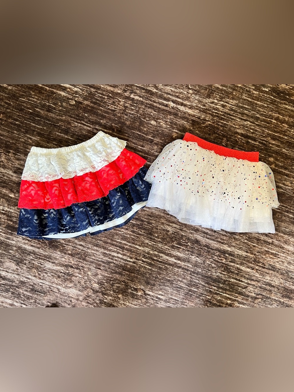 2 Girls Patriotic layered skirts